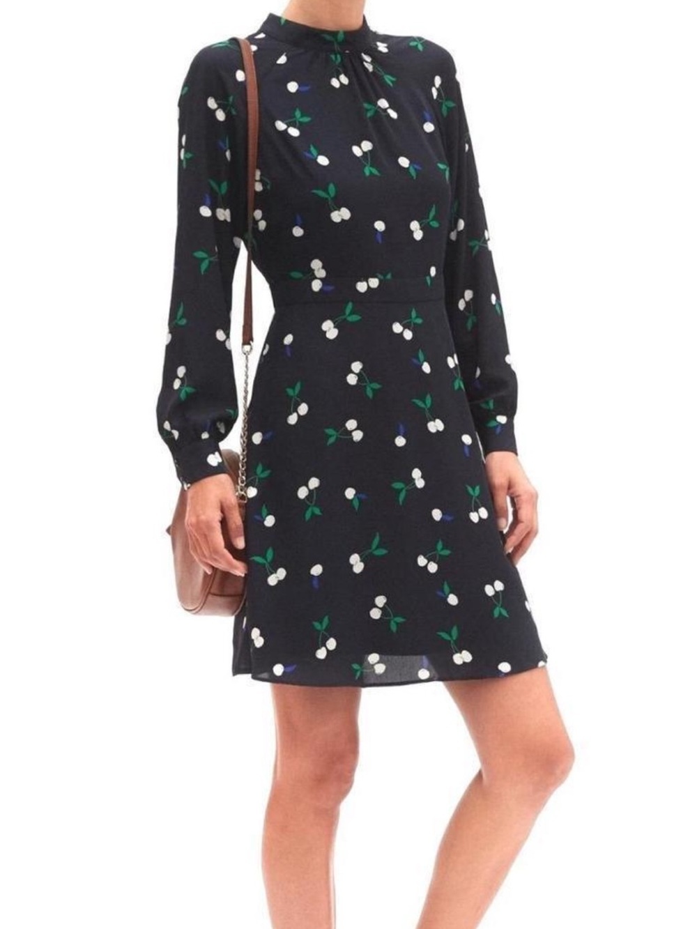 Banana Republic White Peach Cherry Blossom Navy Size 8P Dress